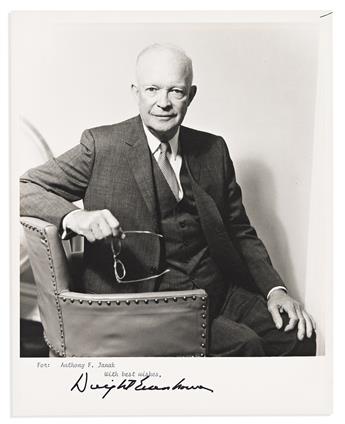 (PRESIDENTS.) Three Photographs Signed, or Signed and Inscribed to Anthony F. Janak: Dwight D. Eisenhower * Lyndon B. Johnson * Richard